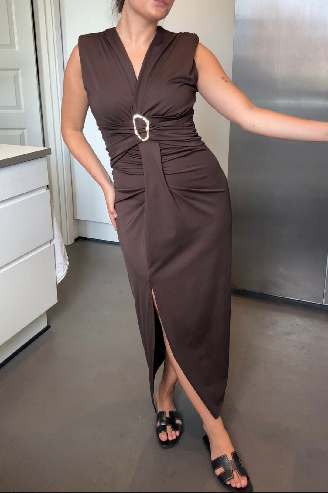 A-bee - Mirella Dress - Dark Brown Kjoler