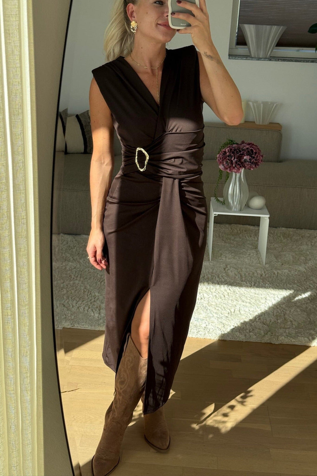 A-bee - Mirella Dress - Dark Brown Kjoler