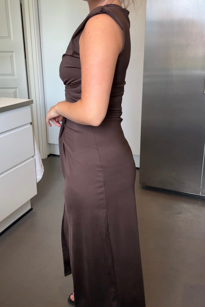 A-bee - Mirella Dress - Dark Brown Kjoler