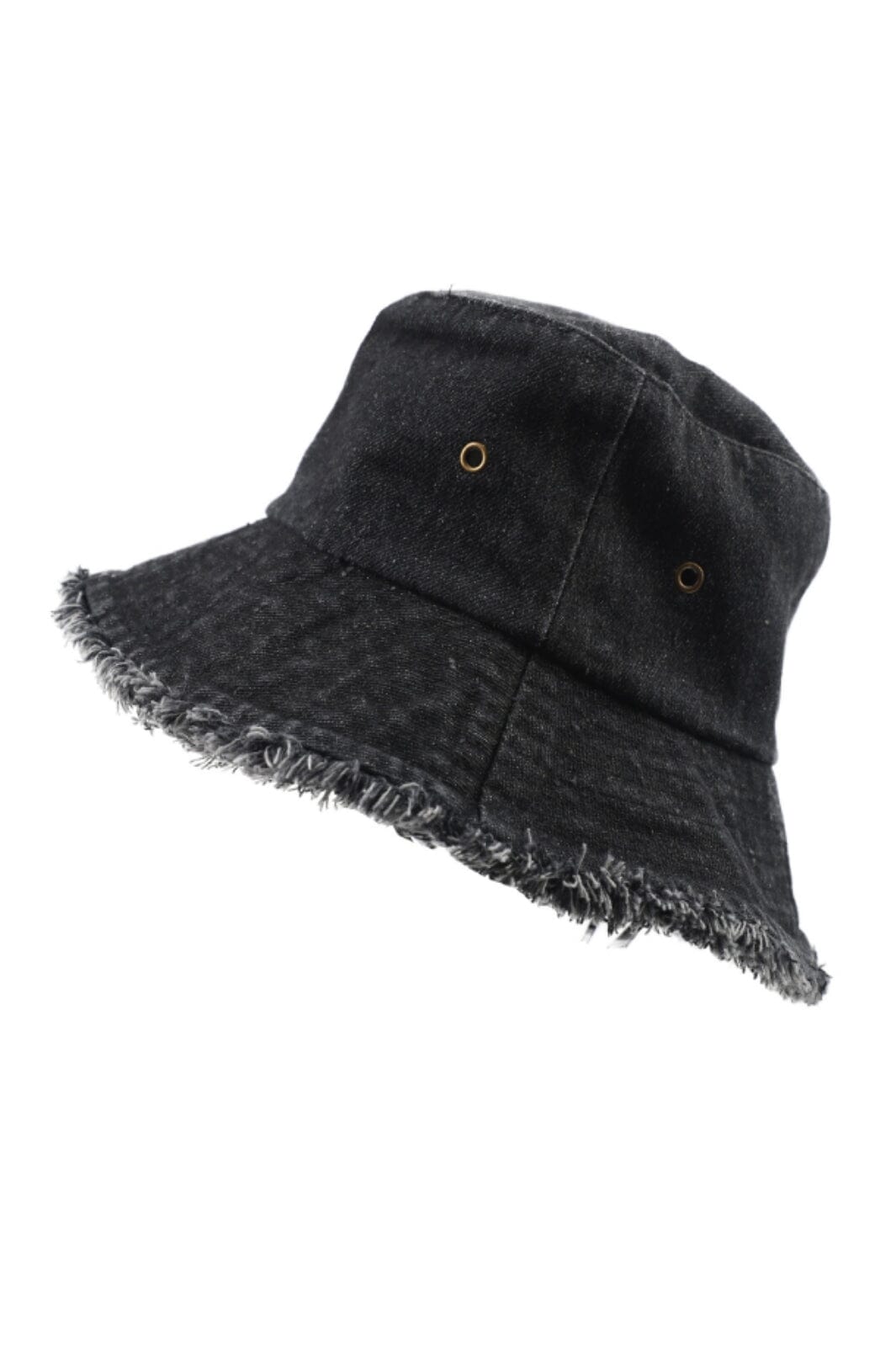 Anobel Copenhagen - Frayed Edge Denim Bucket Hat H-29073. - Black Hatte