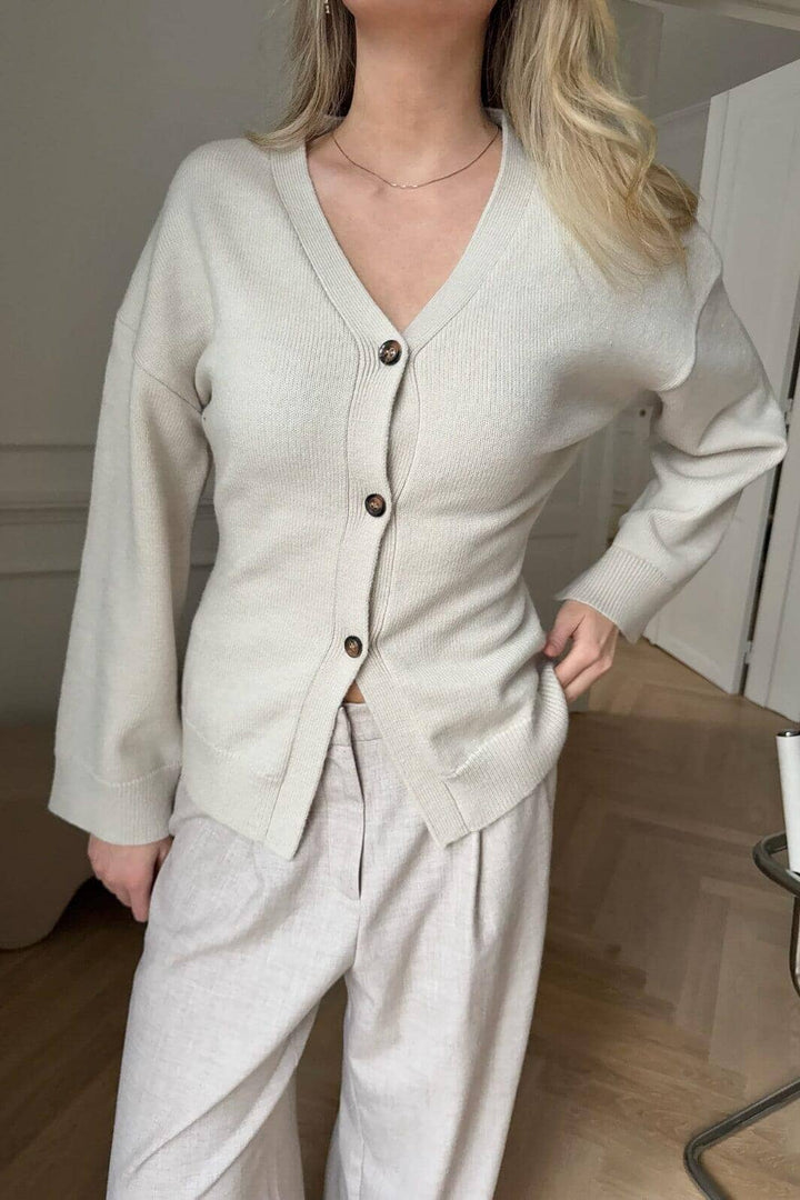 BYIC - Karmaic Fitted Cardigan - ow Creme Cardigans