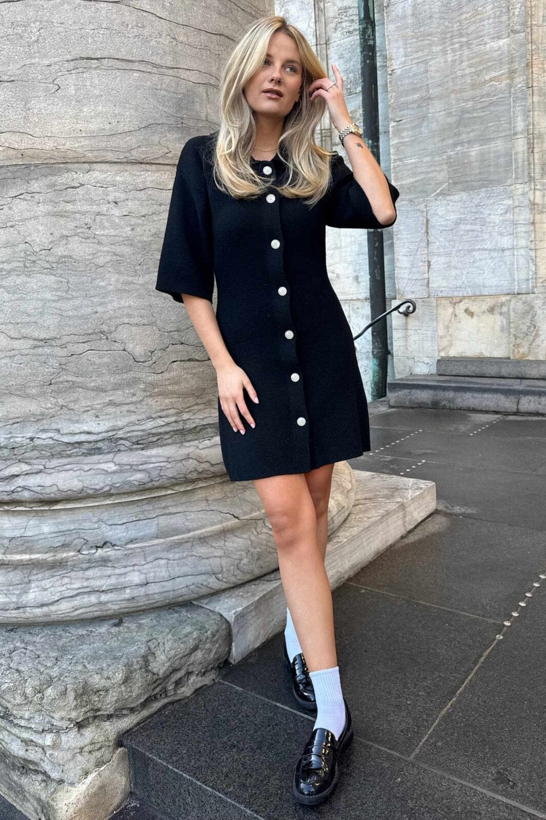 BYIC - Oliviaic Knit Dress H105-1 - Black Kjoler