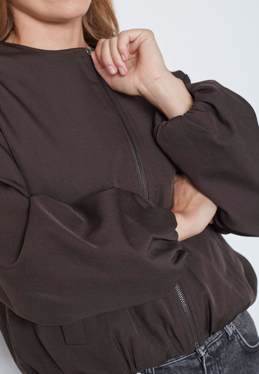 Co´Couture - Lunacc Balloon Zip Jacket 30330 - 145 - Dark Brown Jakker