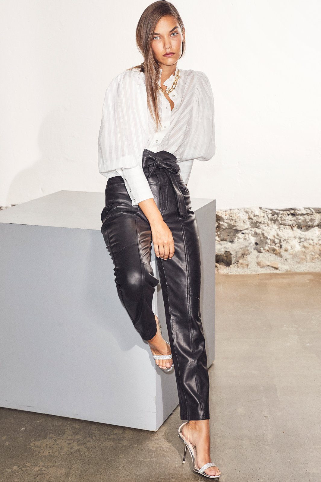 Co'couture - Phoebe Zora Leather Pant - Black Bukser