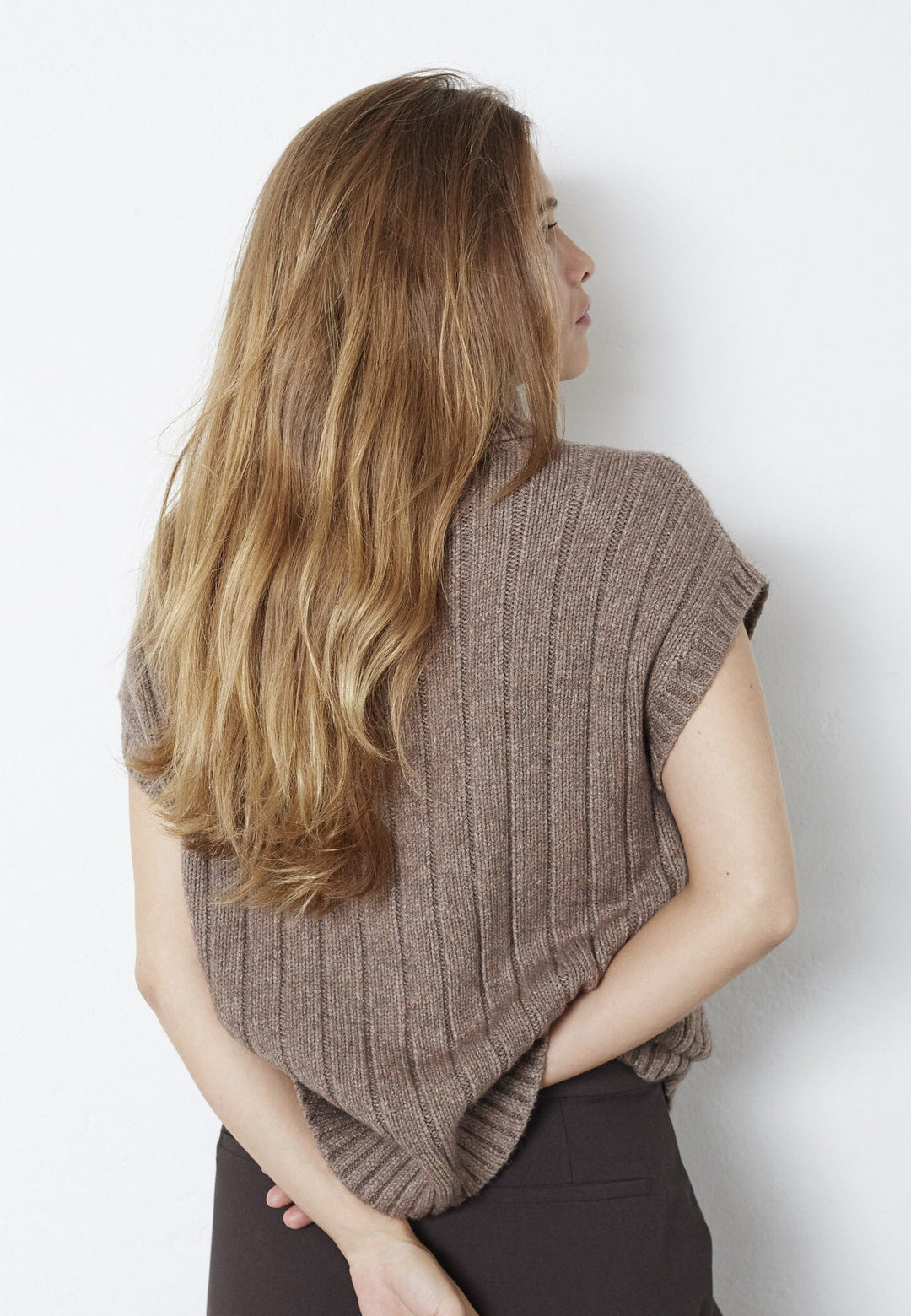 Co´Couture - Rowcc Oversize Cable Knit Vest 32222 - 154 - Walnut Veste