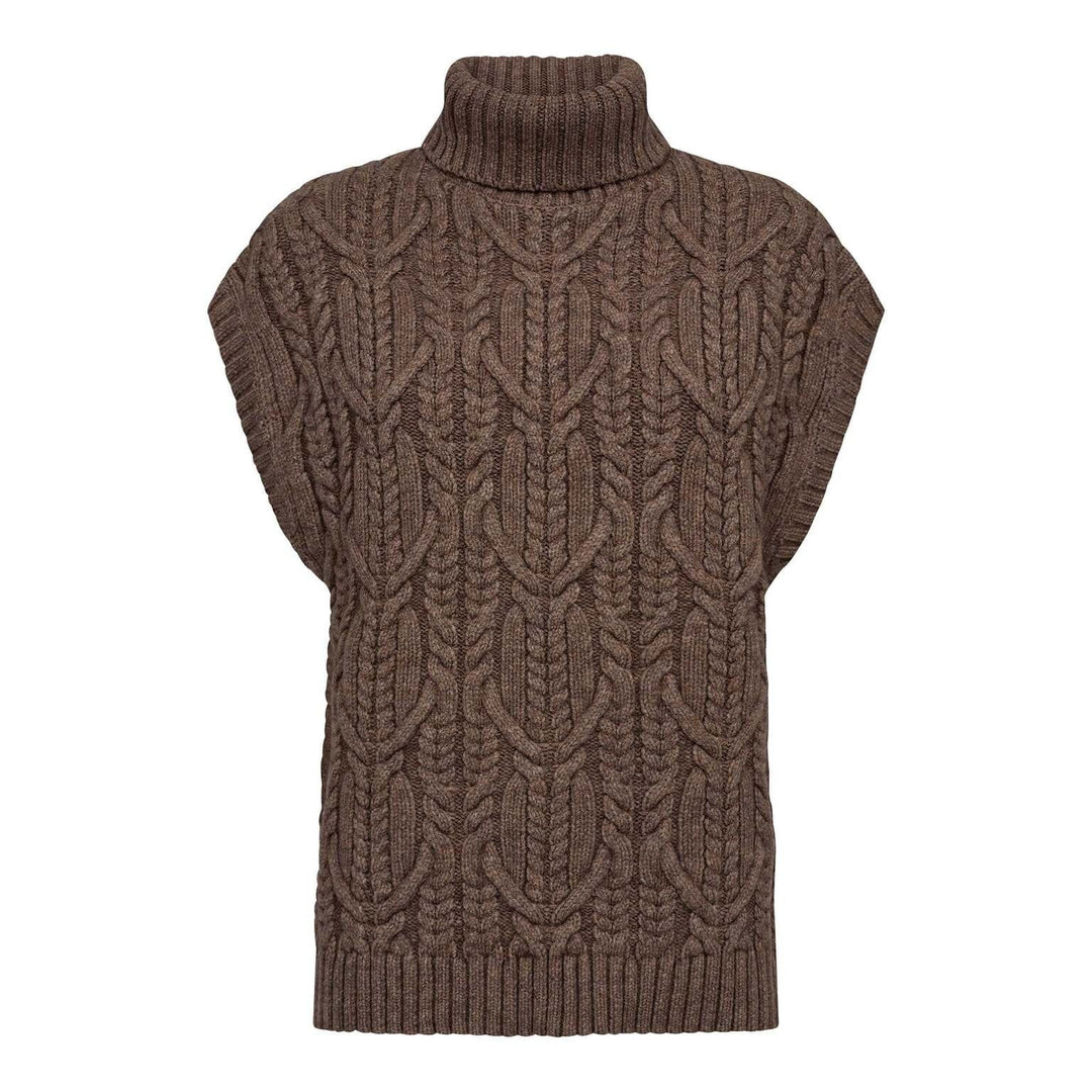 Co´Couture - Rowcc Oversize Cable Knit Vest 32222 - 154 - Walnut Veste
