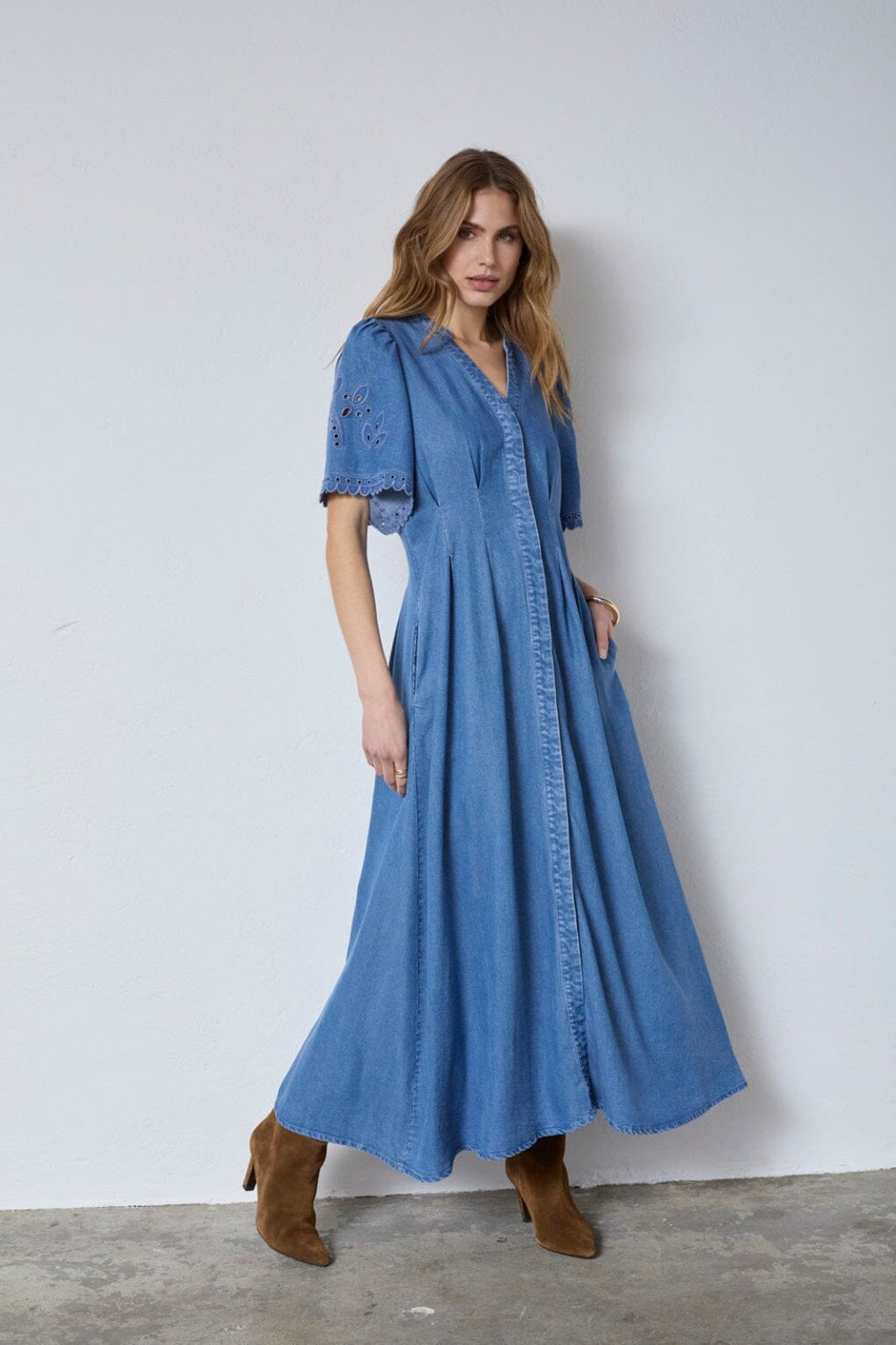 co denim dress Co´Couture - Tillycc Emb Pleat 46036 - 552 Size:34XL - 34 Stacees Spaghetti Straps V storia