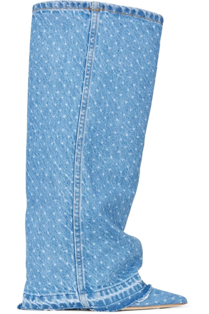 Custommade - Anie Dotted Denim - 414 Dusty Blue Støvler