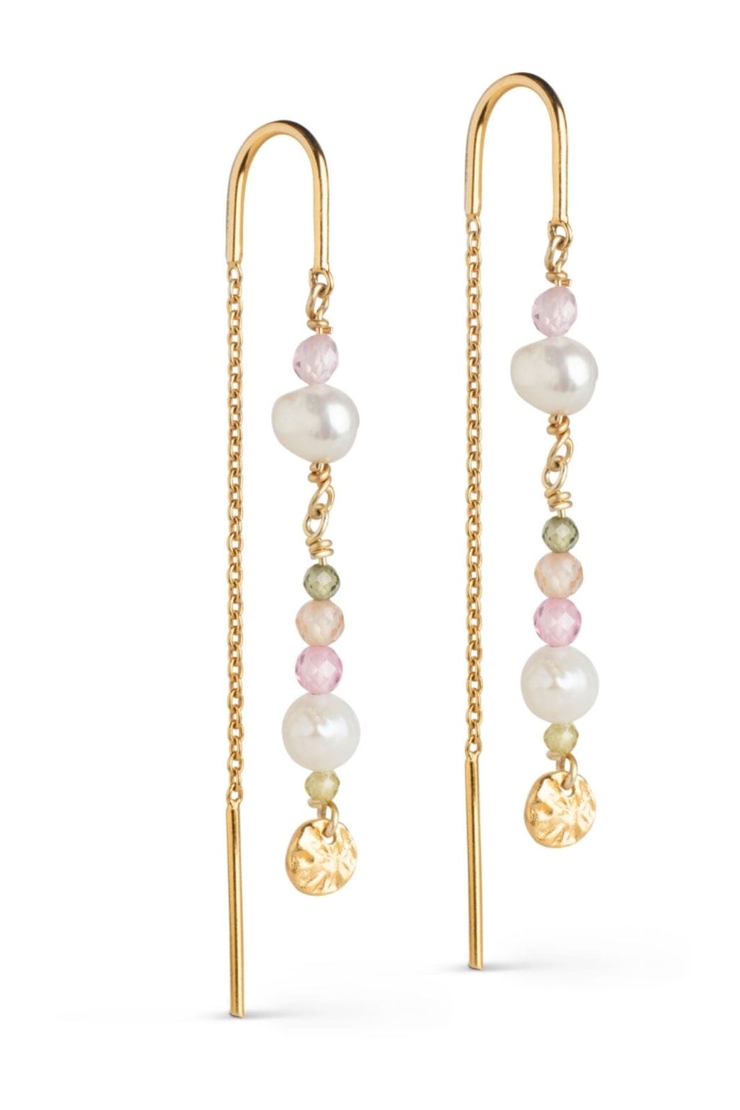 Enamel Copenhagen - Earring, Sofia - Light Pink, Kaki Green, Peach And Pearl Øreringe