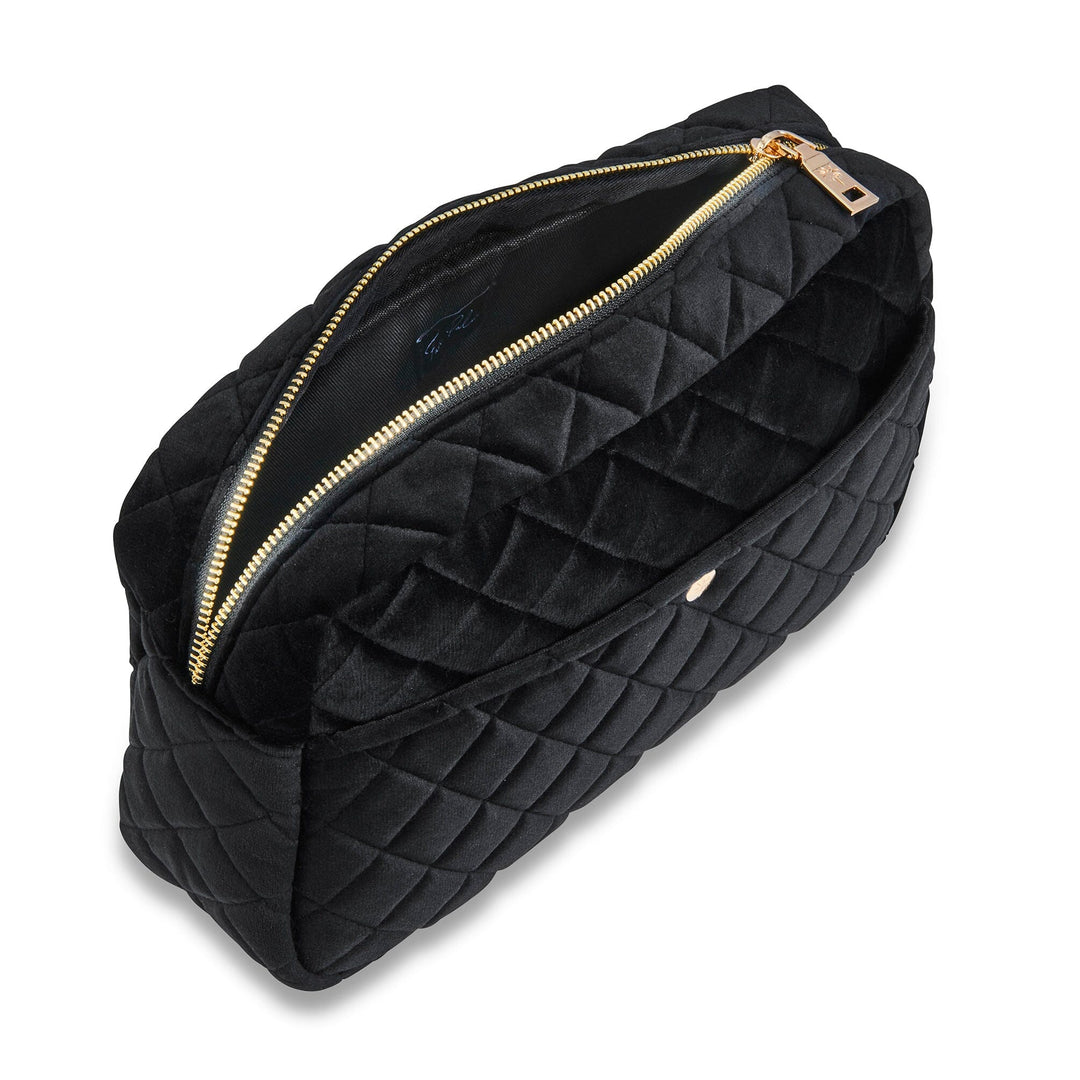 Fan Palm - Beauty Bag Velvet - Black Toilettasker