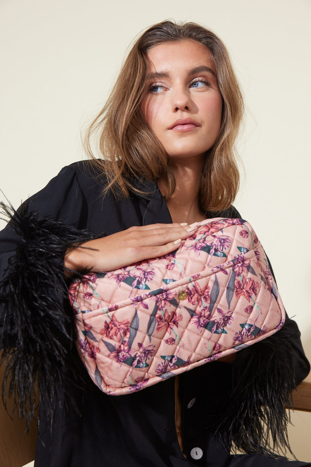 Fan Palm - Beauty Bag Velvet - Flawless Rose Toilettasker