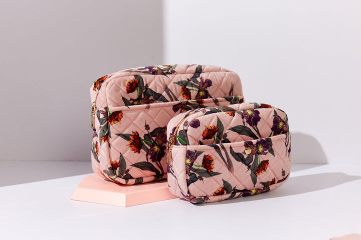 Fan Palm - Beauty Bag Velvet - Rose Hibiscus Toilettasker