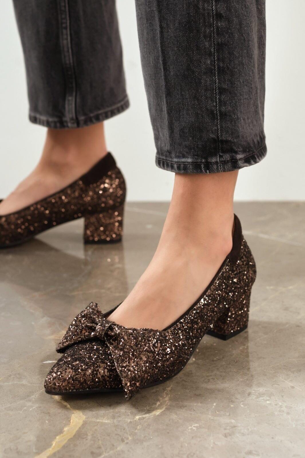 Angulus - 1550-104 - 2487/2193 Brown Glitter/Dark Brown Pumps