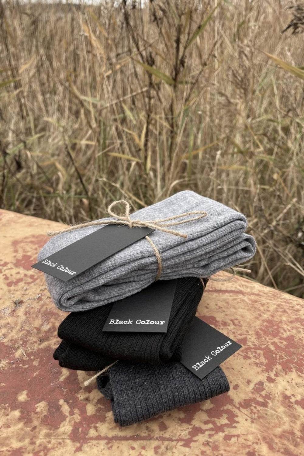 Forudbestilling - Black Colour - Bcmalika Kneehigh Rib Sock - Dk. Grey Strømper