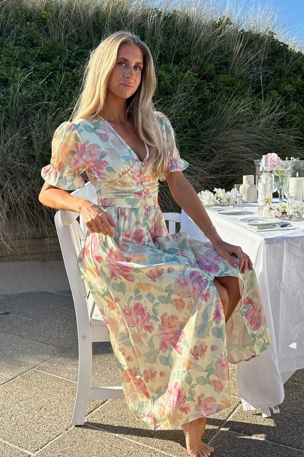 BYIC - Adelic Long Ss Dress A2366 - Pastel Garden