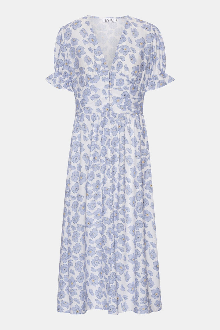 Forudbestilling - BYIC - Adelic Long Ss Dress - bdf Blue Dazzling Flower Kjoler
