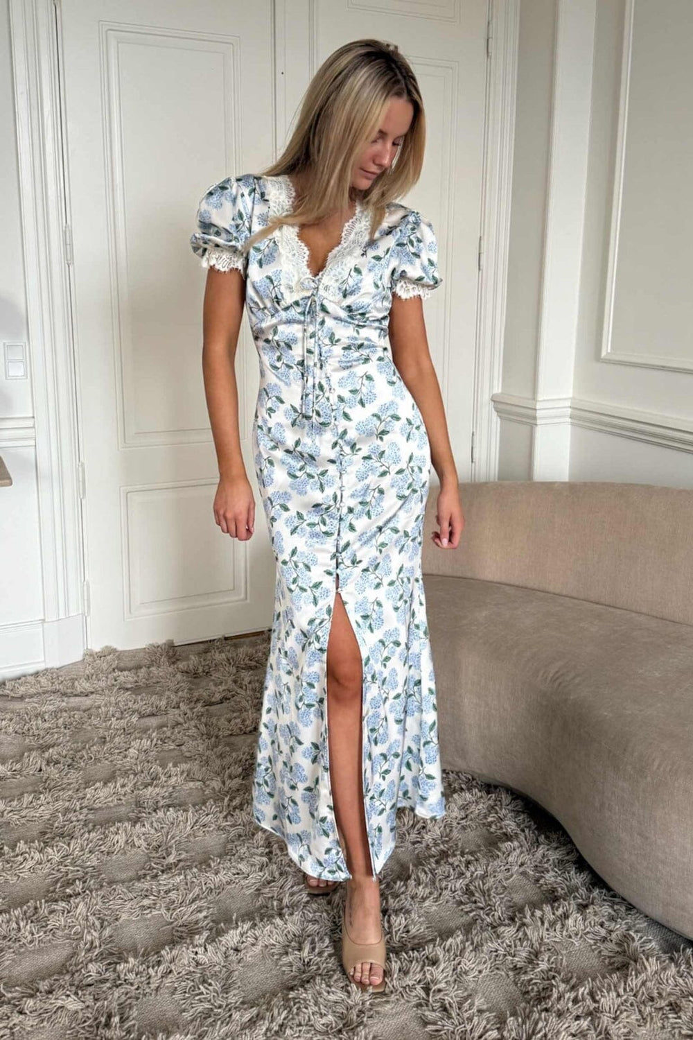 BYIC - Agneteic Long Dress A23810 - Blue Hydrangea Print