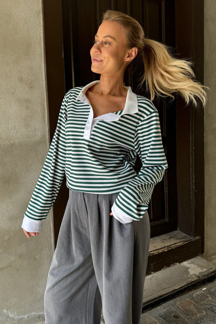 Forudbestilling - BYIC - Carlyic Polo - greens Green Stripes Bluser