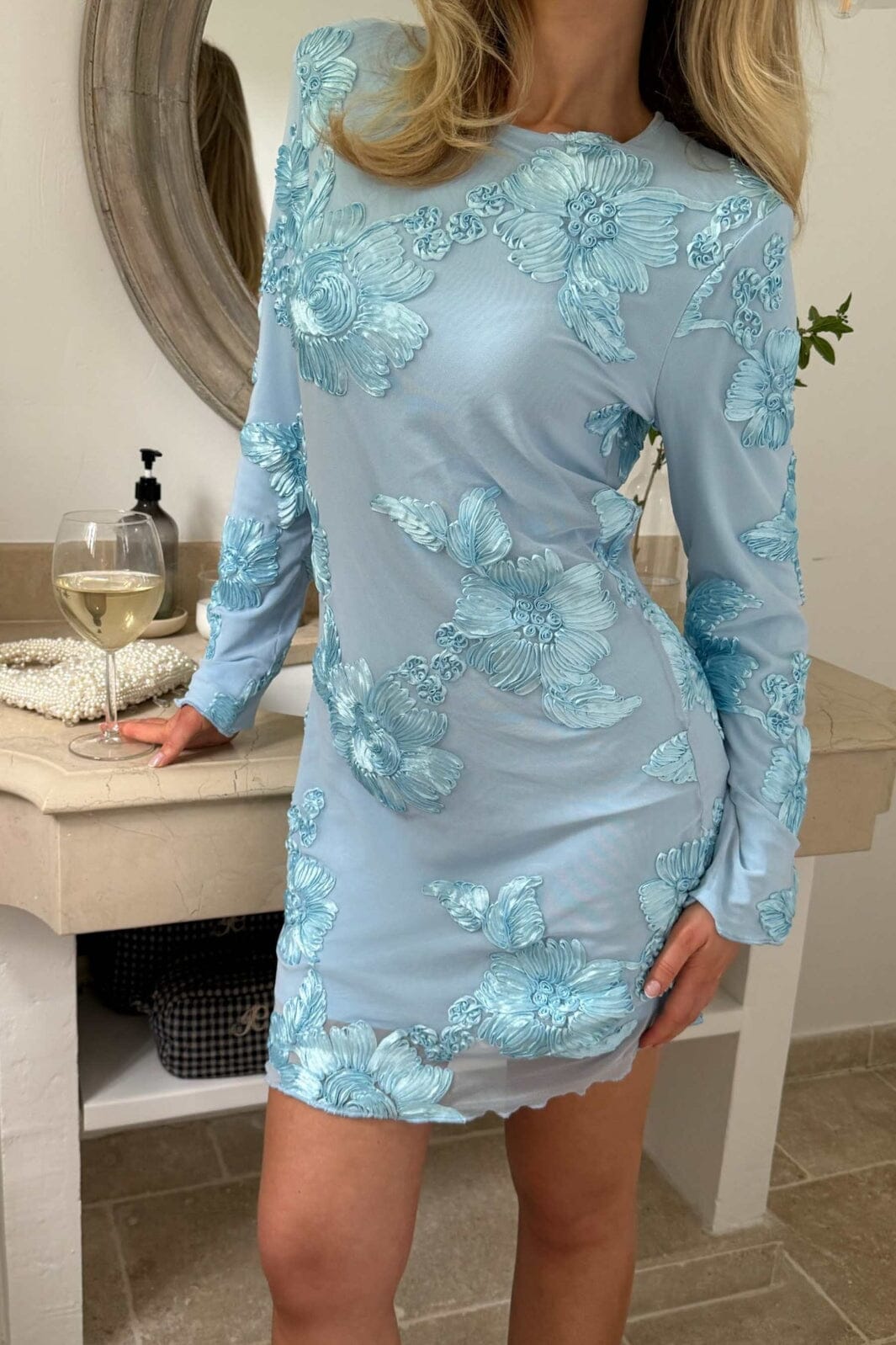 BYIC - Malouic Mesh Dress A23748 - Blue Flower
