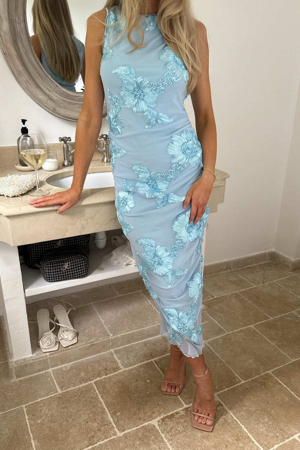 BYIC - Miraic Mesh Dress A23766 - Blue Flower