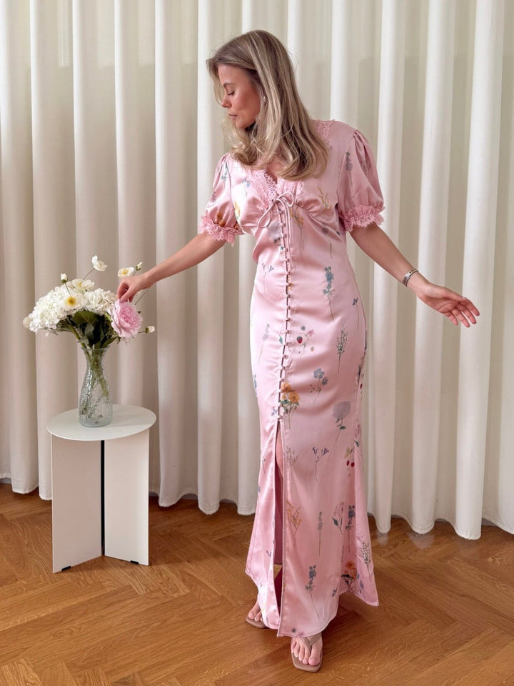 Forudbestilling - BYIC x Molly&My - Agneteic Long Dress A23810 - Pink Flower Print Kjoler