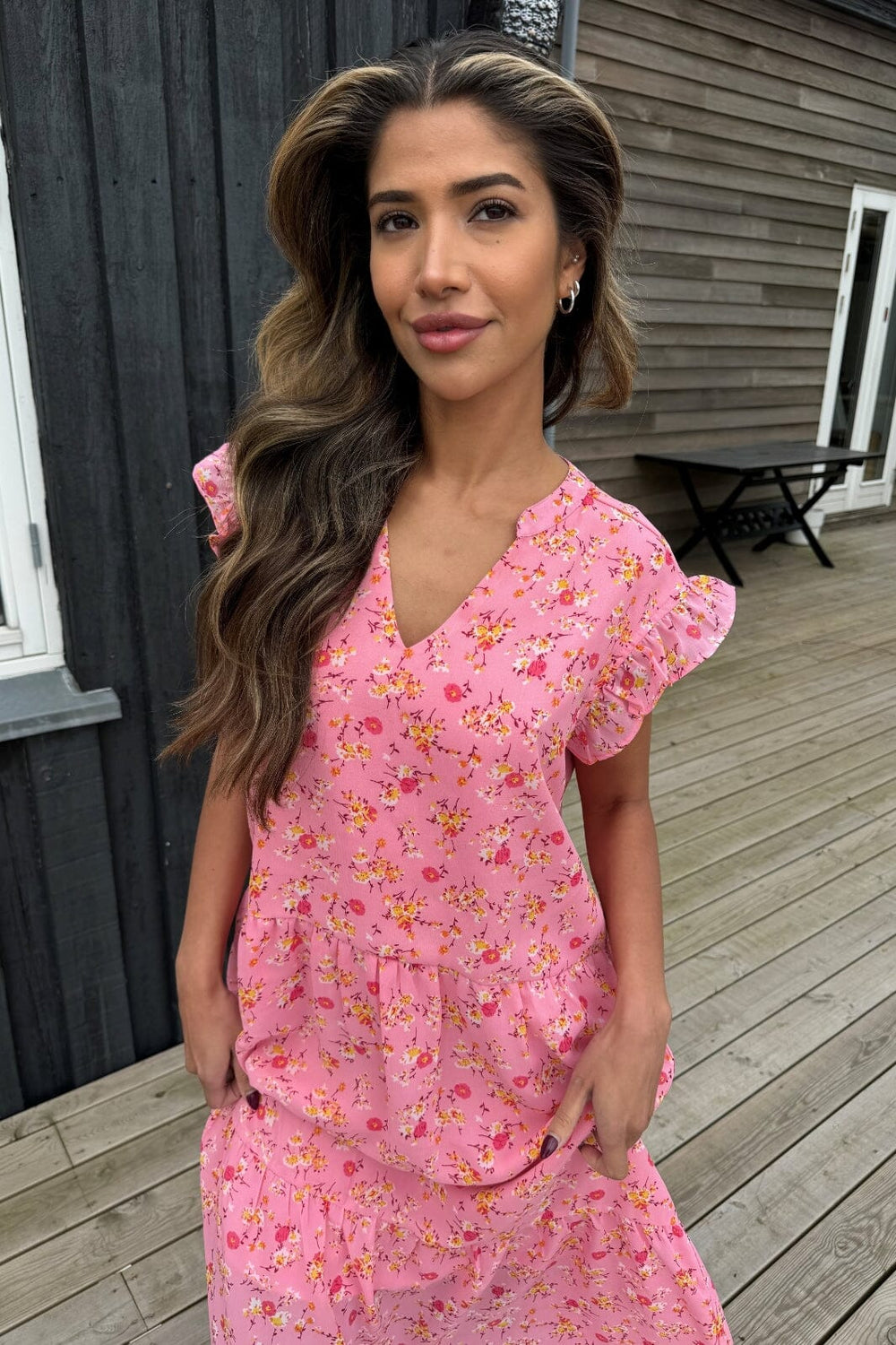 Continue - Bea Long Flowerprint 14891 - Yellow Flower