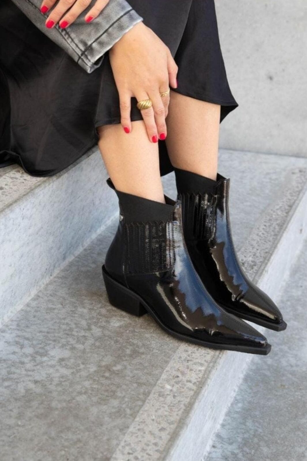 Forudbestilling - Copenhagen Shoes - The Walking Boot Patent - 0011 Black Patent Støvler