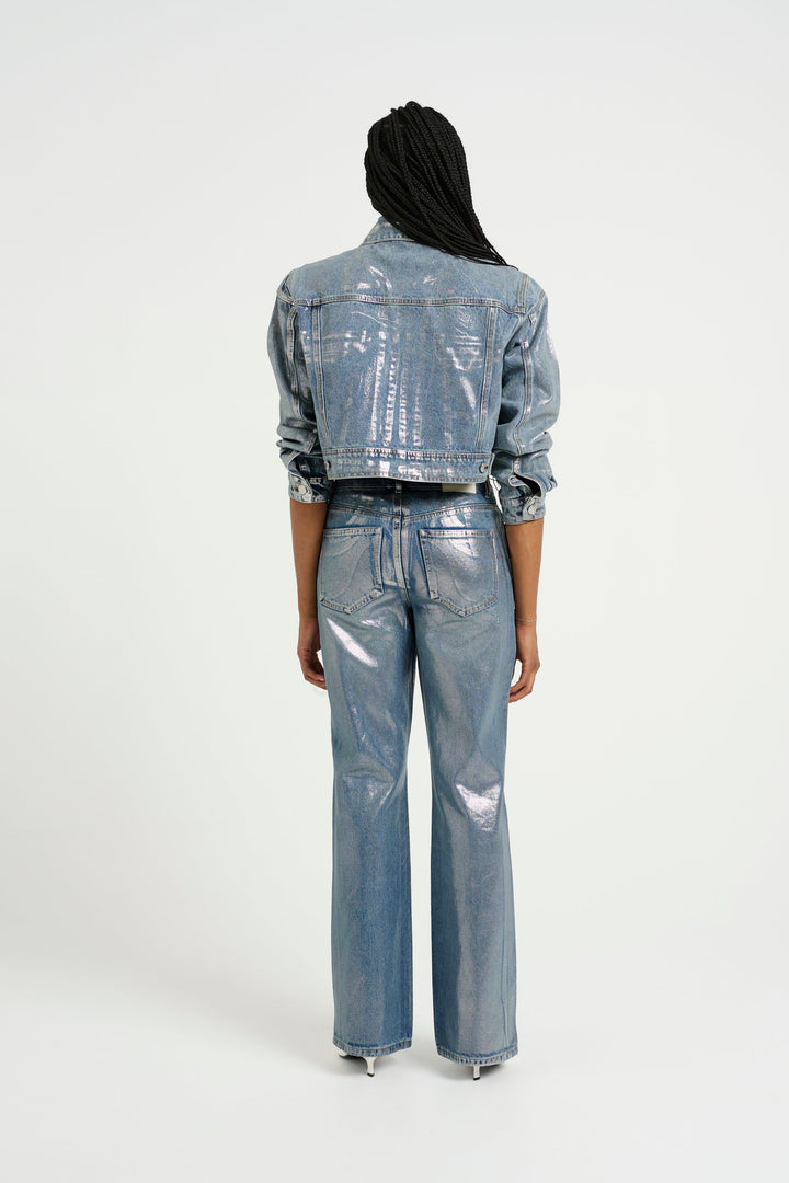 Forudbestilling - Gestuz - Coatygz Straigt Jeans 10909560 - 106664 Coated Silver Blue Wash Jeans