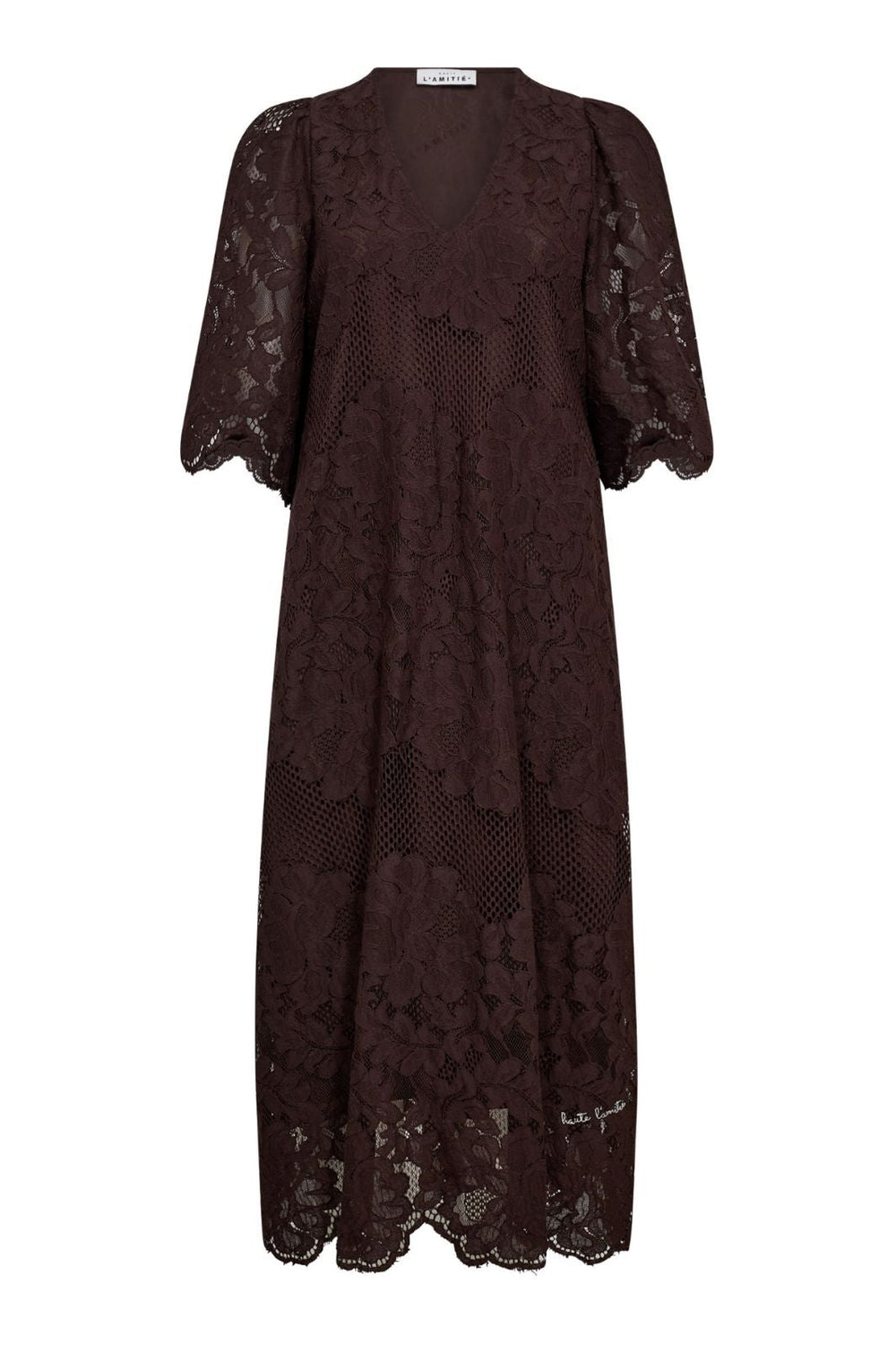 Forudbestilling - Haute L'Amitié - Curvey Lace Hem Dress HL10009 - Mocca Kjoler