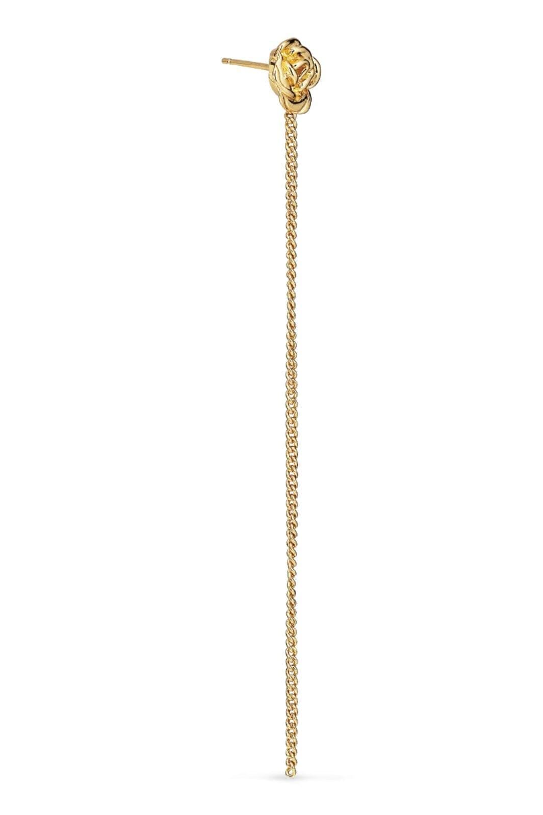 Jane Kønig - Rose Chain Stud - Forgyldt Øreringe