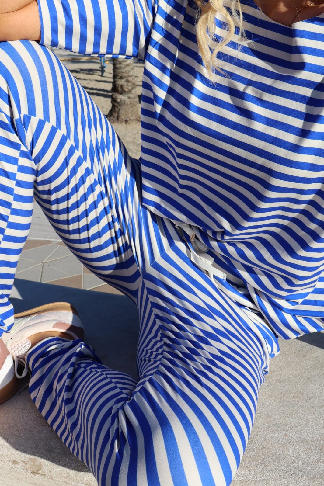 Forudbestilling - Liberte - Alma-Pants 9500 - Stripe Ivory Cobolt