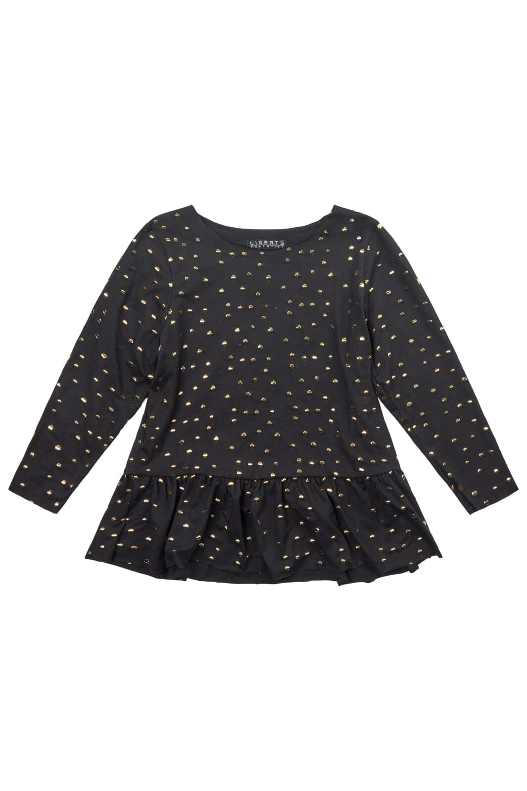 Forudbestilling - Liberté Ami - Alma-Ls-Frill-Tshirt (Kids) - Black Gold Dot 2 Bluser