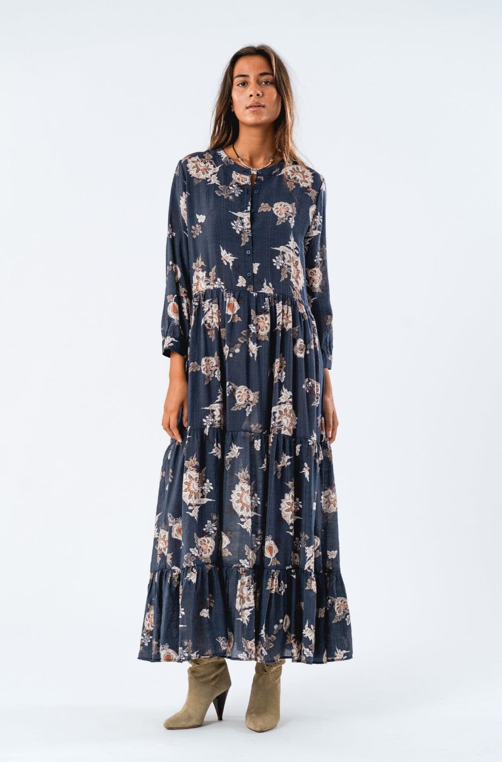 Forudbestilling - Lollys Laundry - Neell Maxi Dress Ls24553-3020 - 23 Dark Blue Kjoler