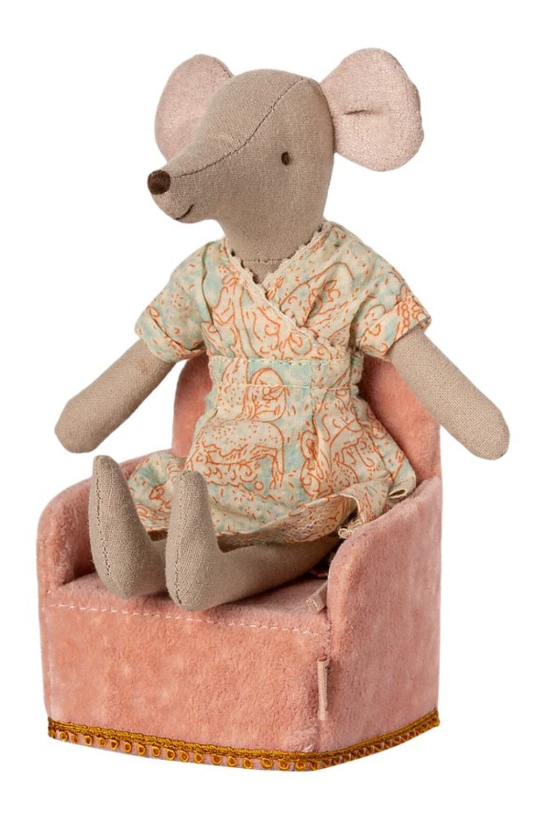 Maileg - Foldbar Stol, Mus - Rosa - Mouse Furniture