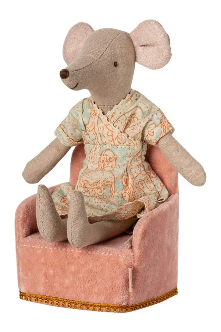 Maileg - Foldbar Stol, Mus - Rosa - Mouse Furniture