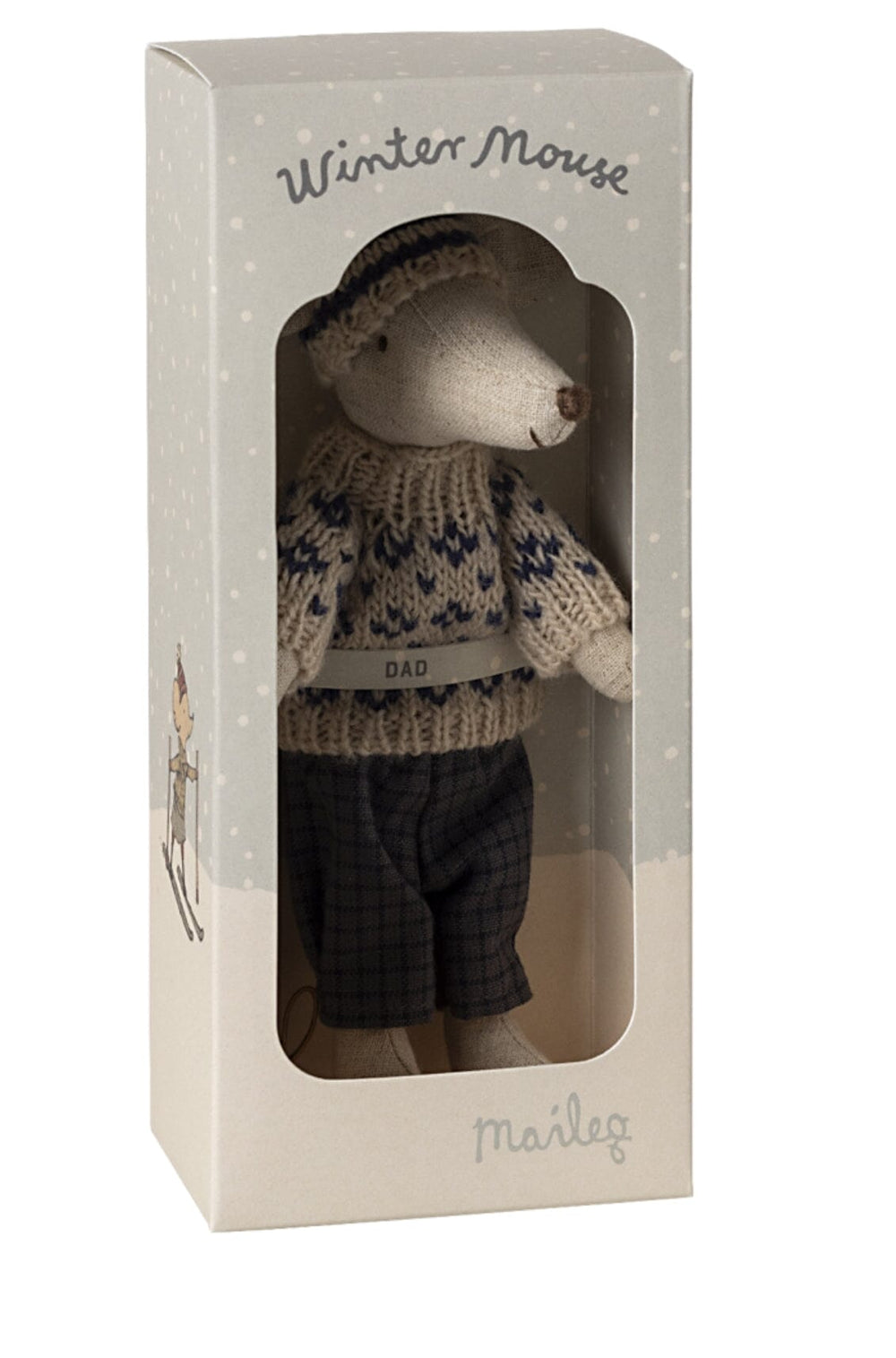 Forudbestilling - Maileg - Vintermus Med Ski, Far - Blå Jul