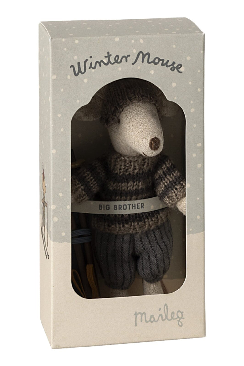 Forudbestilling - Maileg - Vintermus Med Ski, Storebror - Grå Jul