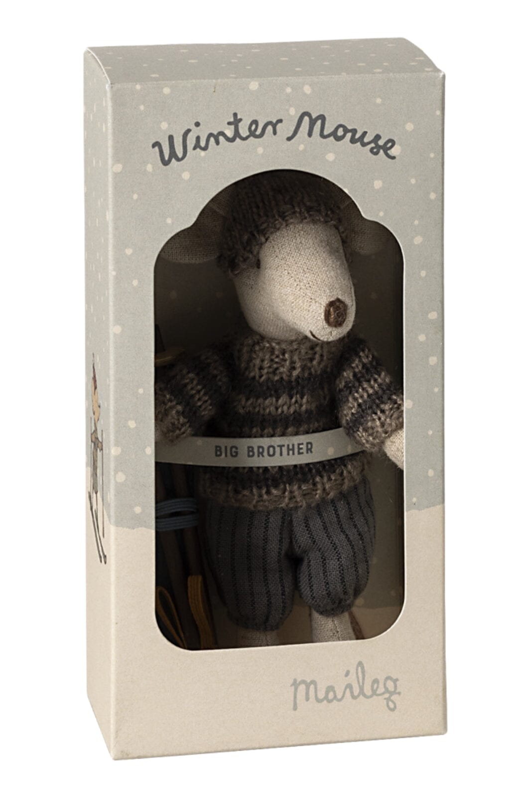 Forudbestilling - Maileg - Vintermus Med Ski, Storebror - Grå Jul