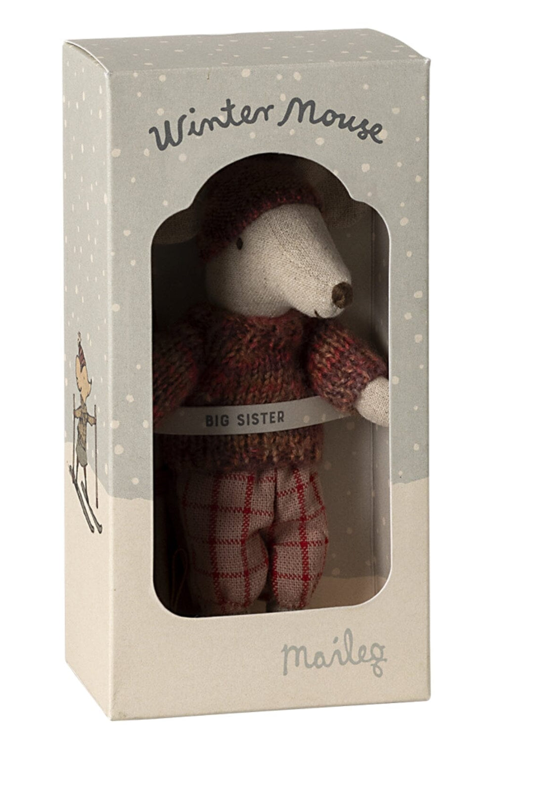 Forudbestilling - Maileg - Vintermus Med Ski, Storesøster - Rosa Jul