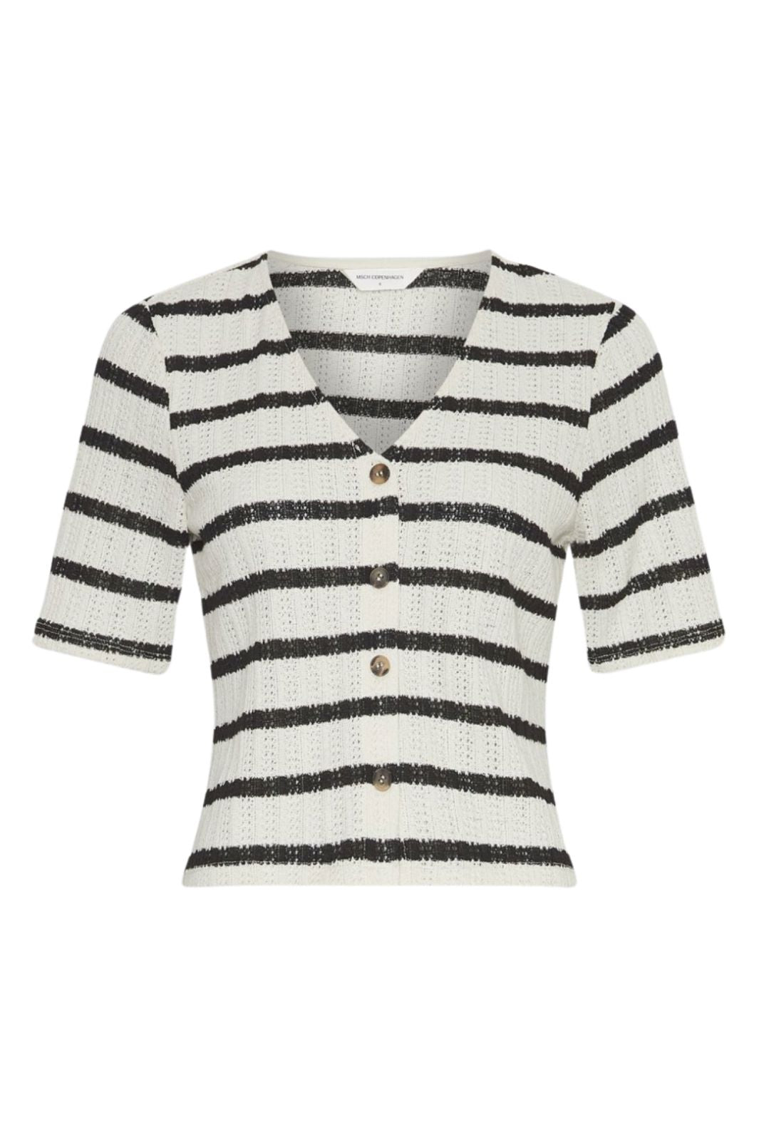 Forudbestilling - Moss Copenhagen - Mschkenja 2/4 Top Stp 19105 - Turtledove Blk Toppe