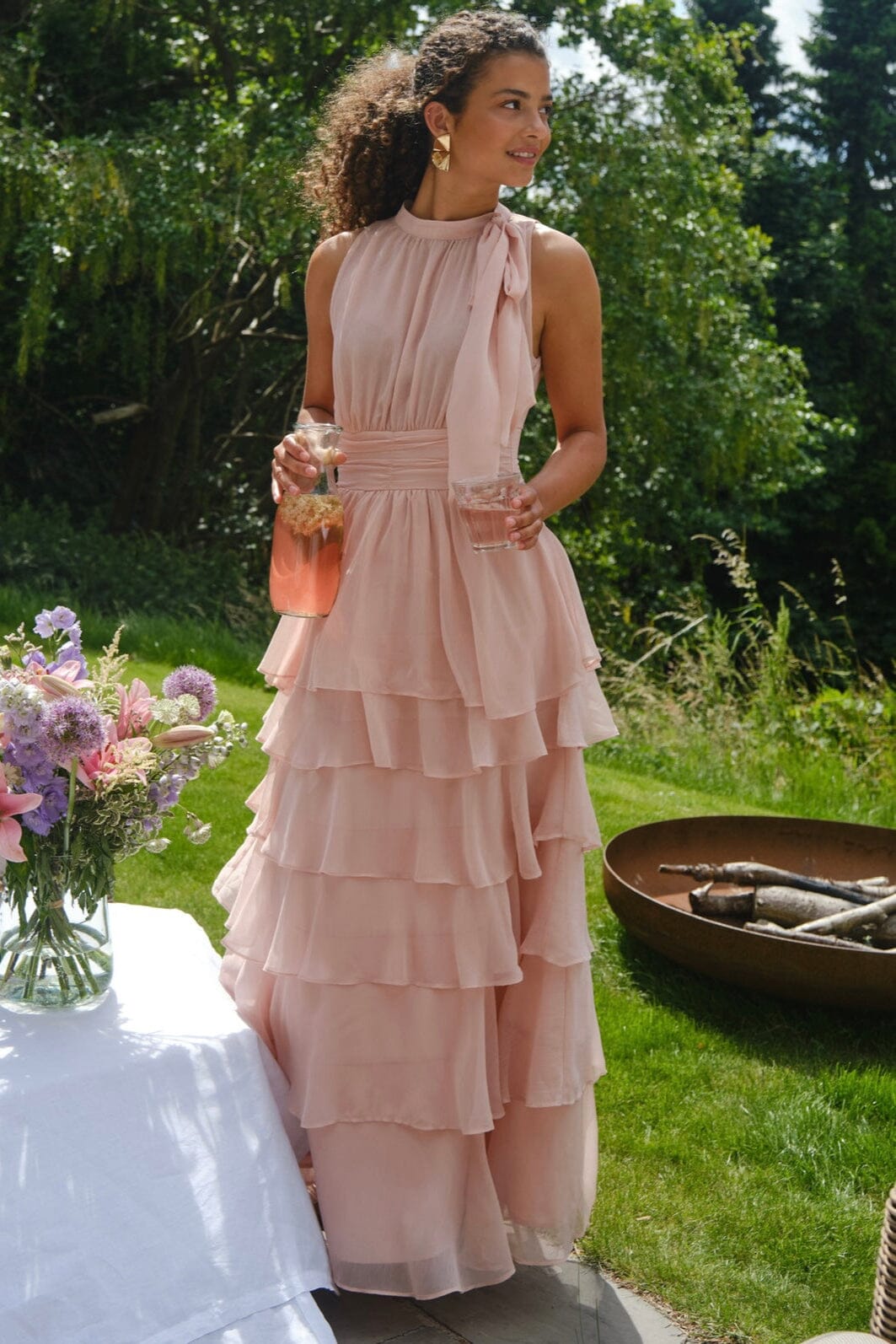 Forudbestilling - Neo Noir - Marli Solid Chiffon Dress 165640 - 165 - Rose Kjoler