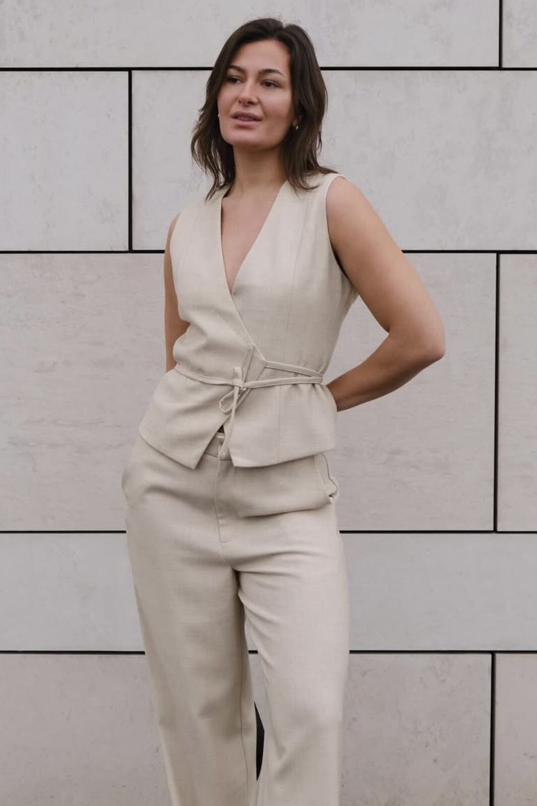 Forudbestilling - Neo Noir - Samara Melange Waistcoat 165293 - 976 - Beige Melange Frakker