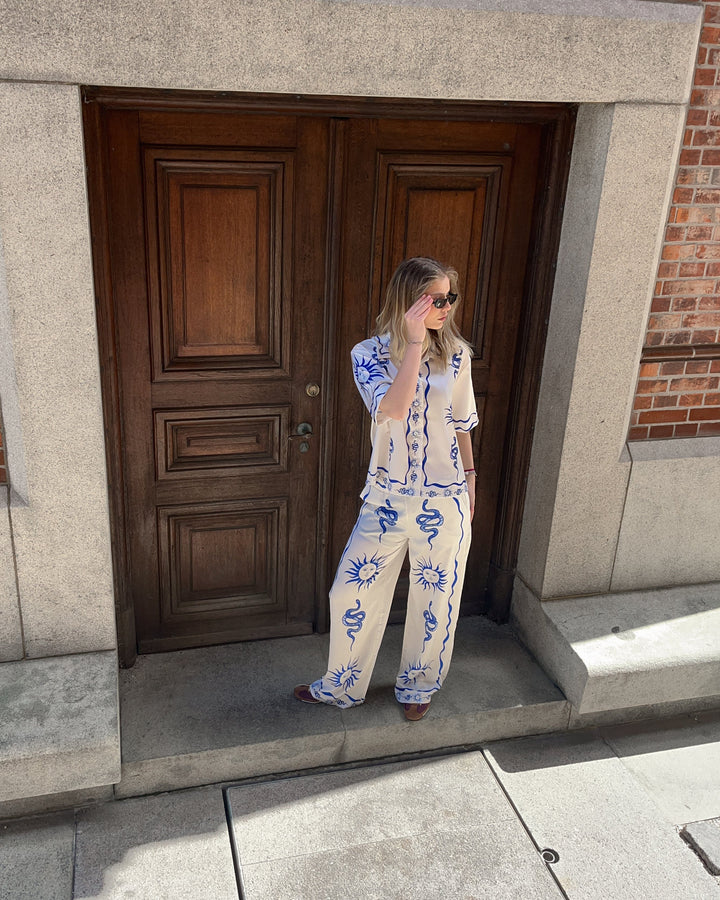 Forudbestilling - Noella - Kimona Pants 13060002 - 1313 Chana Blue Print Bukser