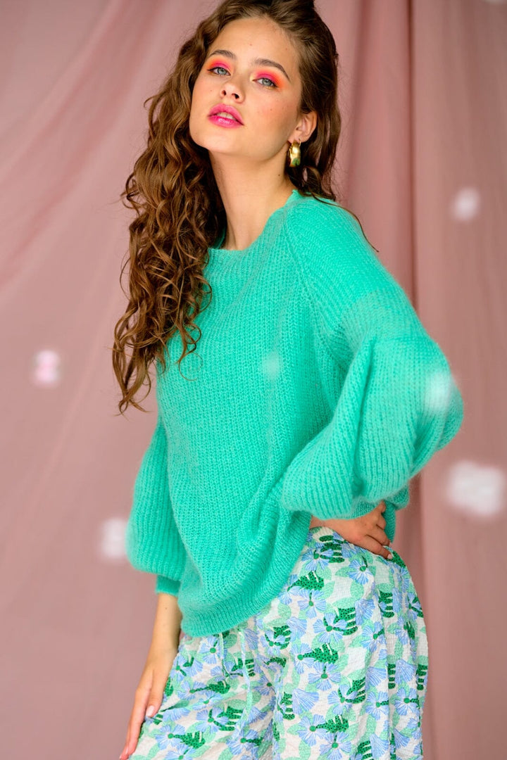 Forudbestilling - Noella - Miko Knit Sweater - Strong mint (Februar) Strikbluser