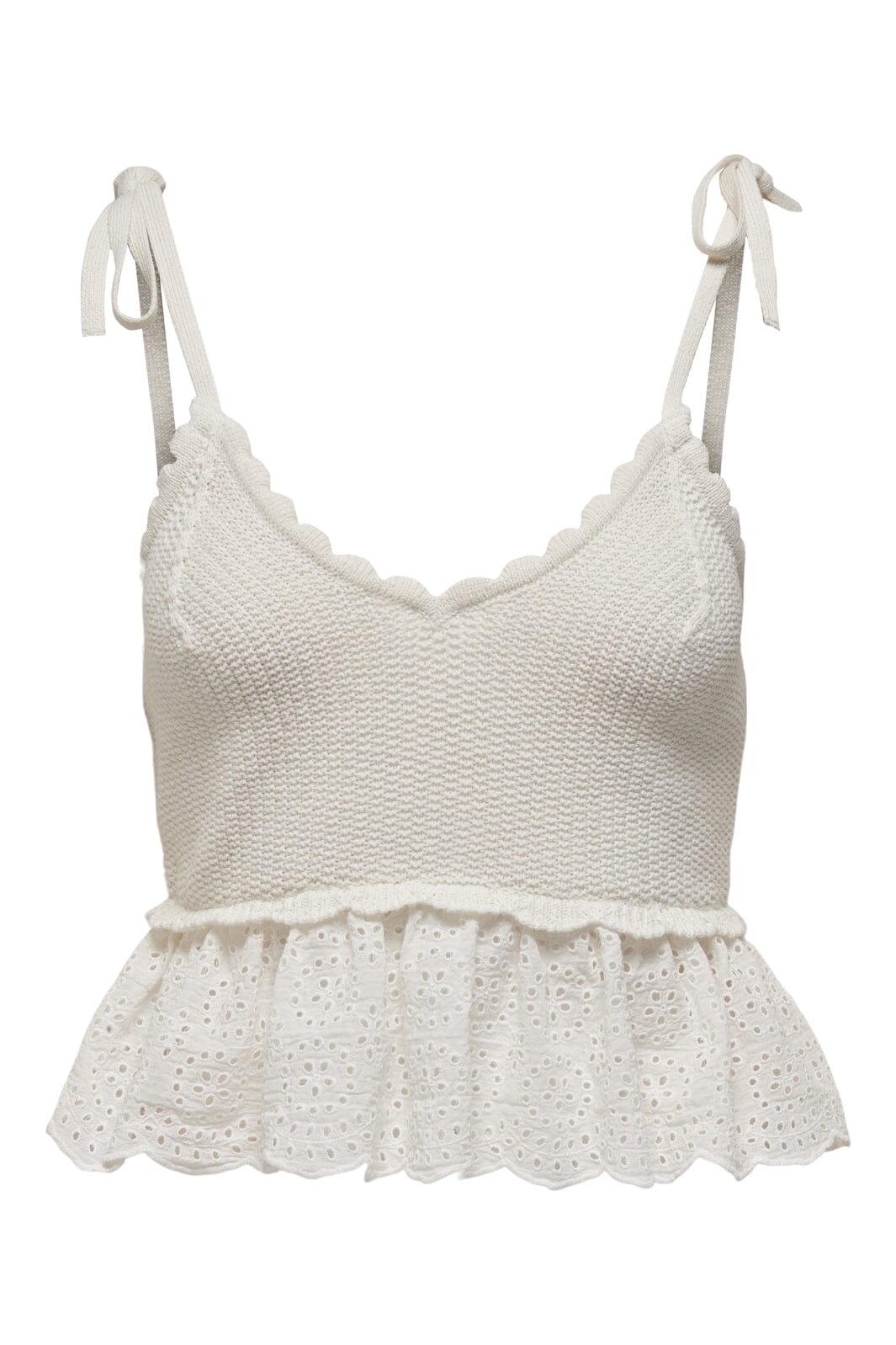 Forudbestilling - Only - Onlkristin Life Sl Short Mix Top Knt - 4209293 Cloud Dancer