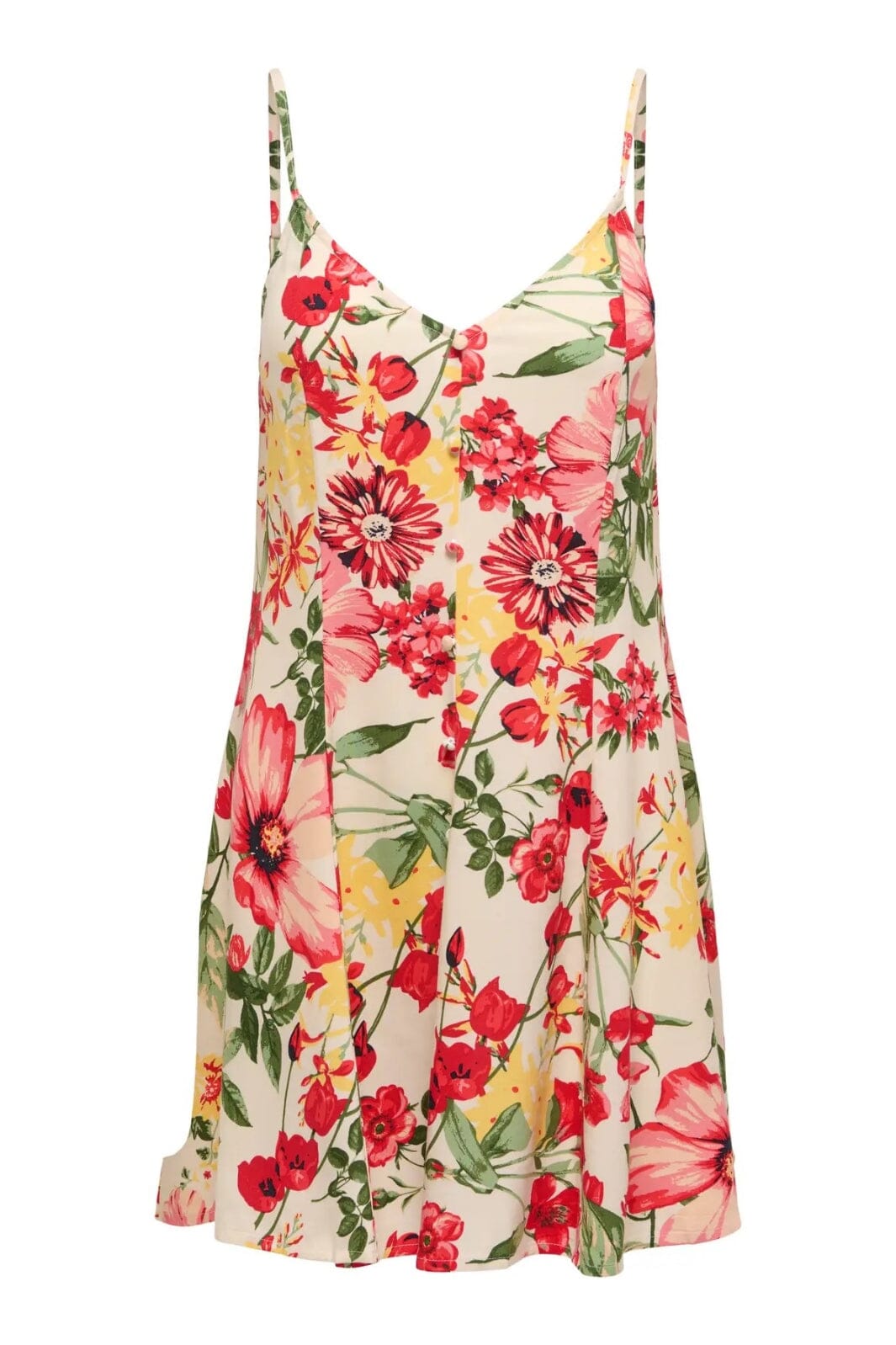 Only - Onlrilla Short Strap Dress Ox - 4974641 Cloud Dancer Garden Flower