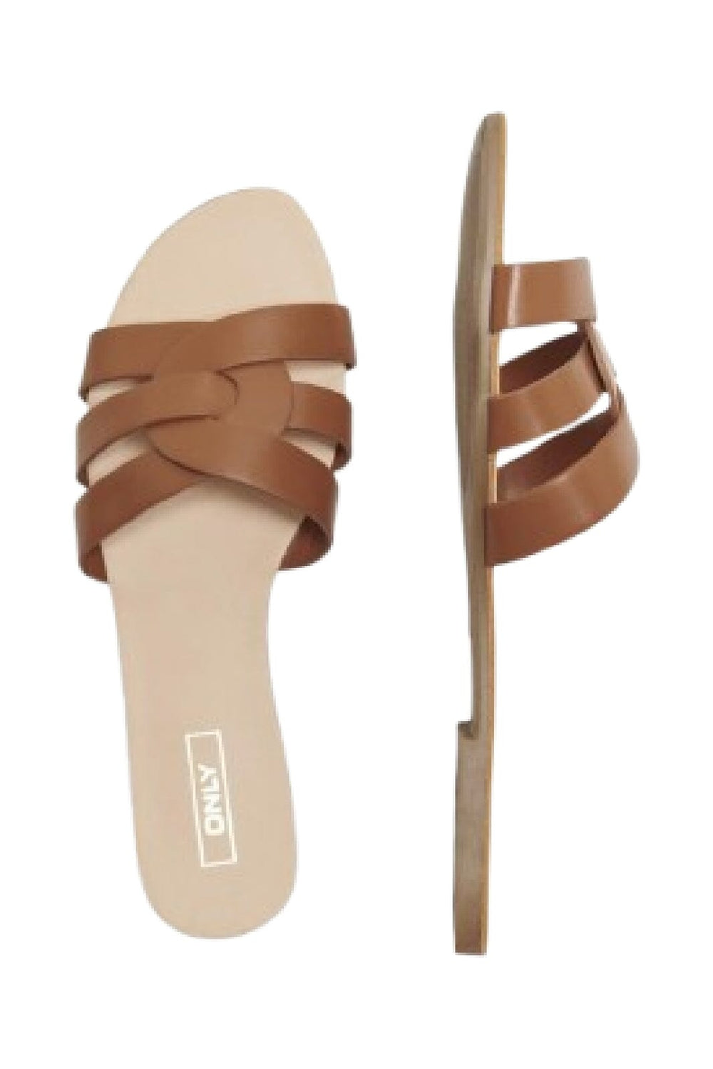 Only Shoes - Onlfeli-4 Pu Slip On Sandal - 4460945 Cognac