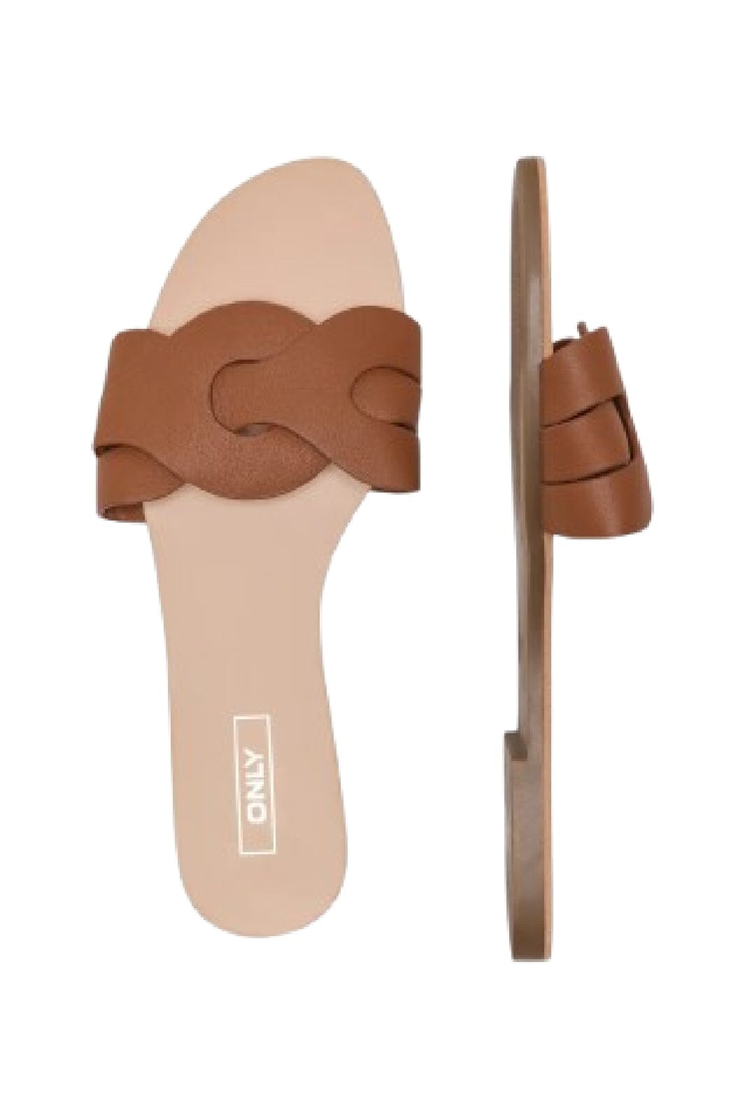 Only Shoes - Onlfeli-6 Leather Slip On Sandal - 4674179 Cognac