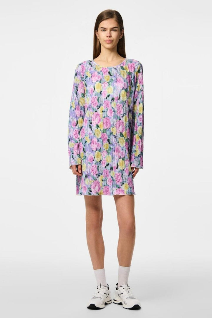 Pieces - Pcamber Ls Short Dress Kca - 4842926 Lavender Blurry Flowers