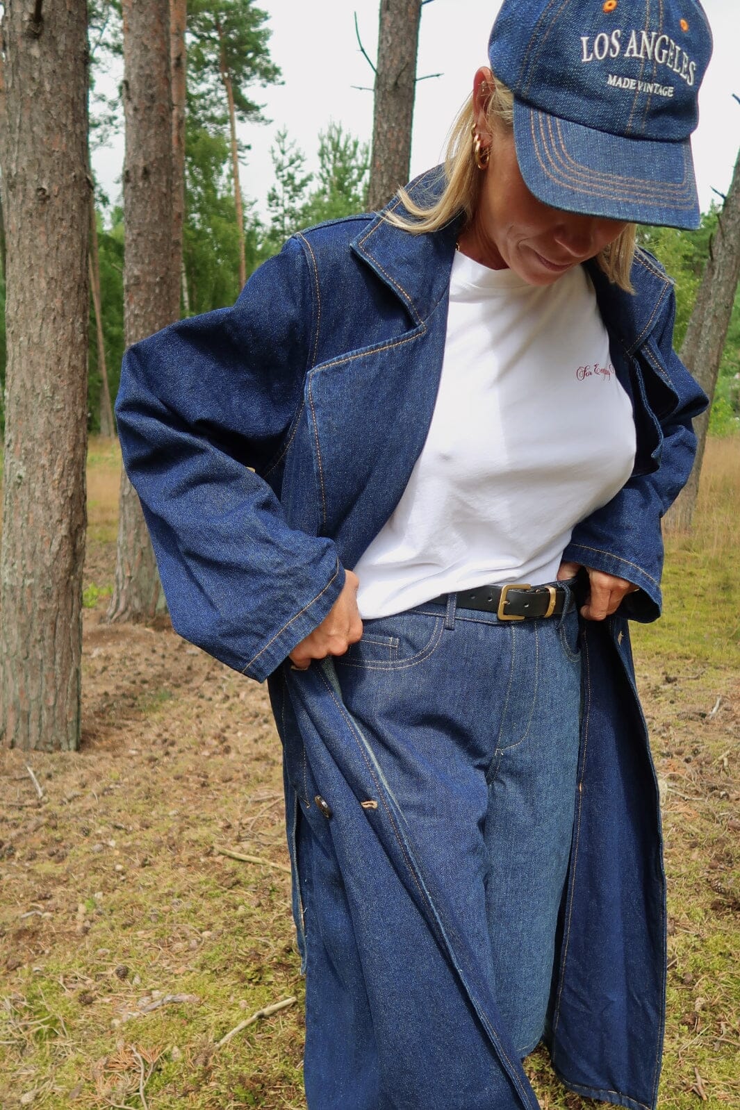 Forudbestilling - Pieces - Pcfreya Ls Long Denim Trenchcoat Fsy - 4748683 Dark Blue Denim Frakker
